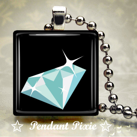 Blue Diamond Scrabble Tile Pendant Blue Diamond Scrabble Tile Pendant