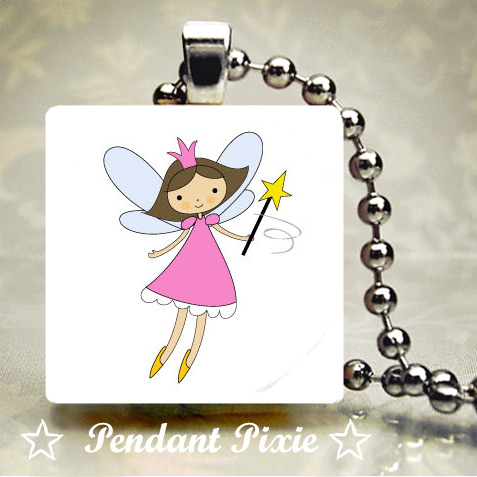 Cute Fairy Wand Scrabble Tile Pendant Cute Fairy Wand Scrabble Tile Pendant