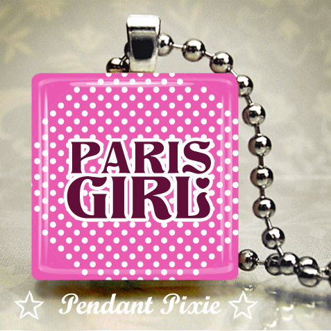 Paris Girl Pink Scrabble Pendant Paris Girl Pink Scrabble Pendant