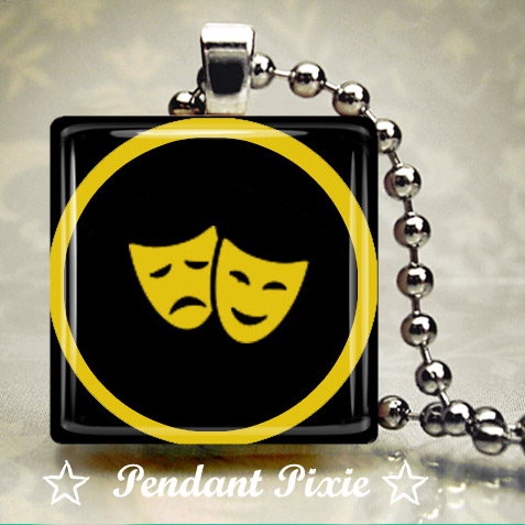 Theatre Masks Scrabble Tile Pendants Theatre Masks Scrabble Tile Pendants