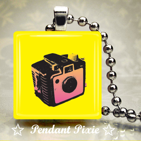 Yellow Box Camera Scrabble Pendant Yellow Box Camera Scrabble Pendant